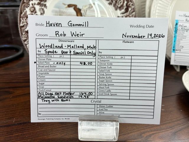 Haven Gammill & Rob Weir registry gift selection 6